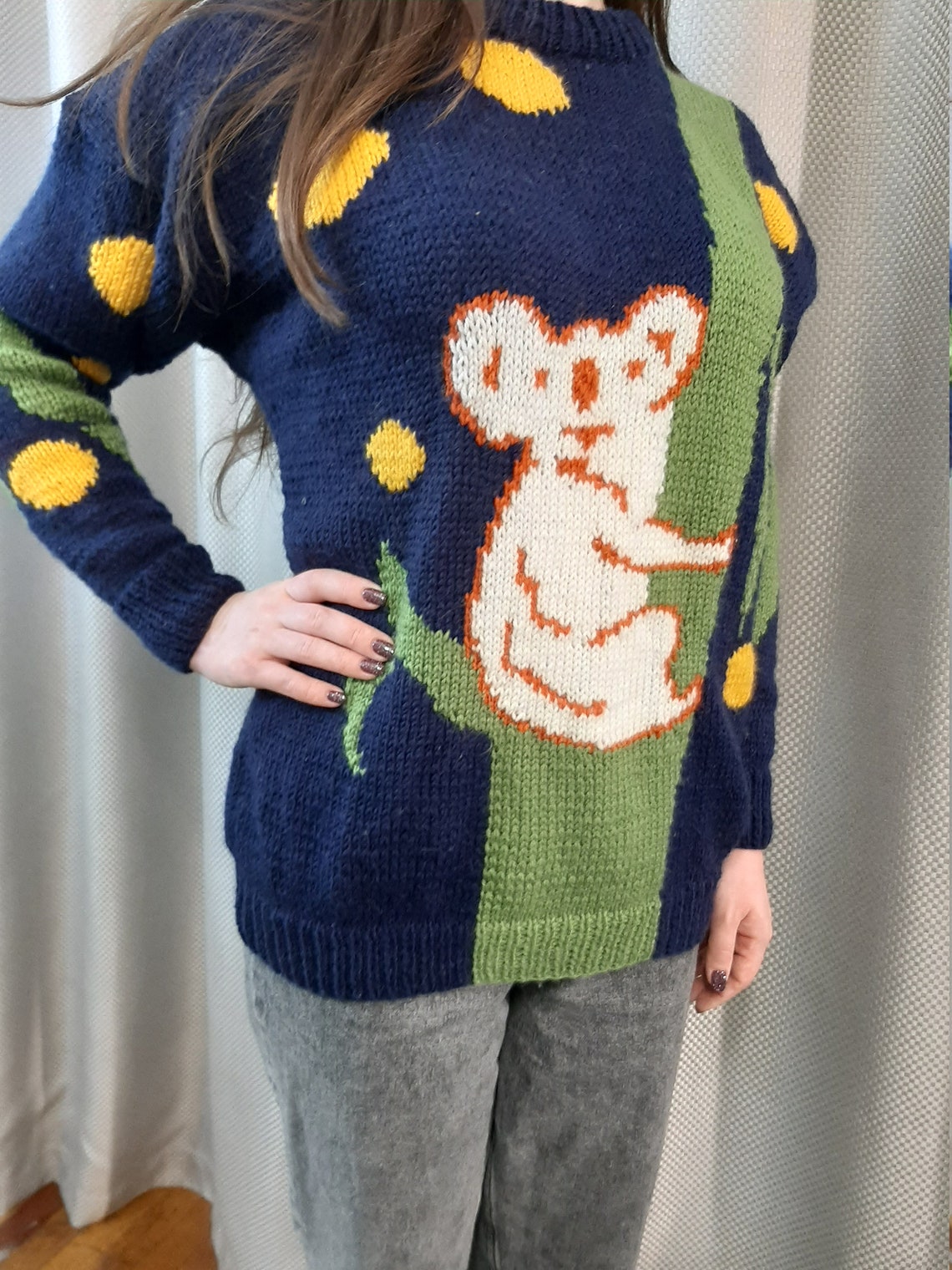 Princess Diana White Koala Sweater Replica Handmade Hand/Knit Etsy