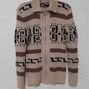 Hand Knit Cotton Alternative Men&#39;s Sweater/Cardigan With Zipper/ Big Lebowski Inspired, Custom Order.