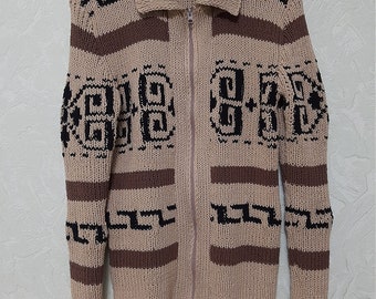 Hand Knit Cotton Blend Men's Cardigan: Big Lebowski Inspired