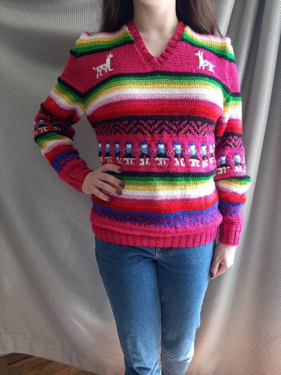 Princess Diana Llama Sweater Replica, Handmade/hand Knit Princess Diana Llama Sweater Replica, Handmade/hand Knit