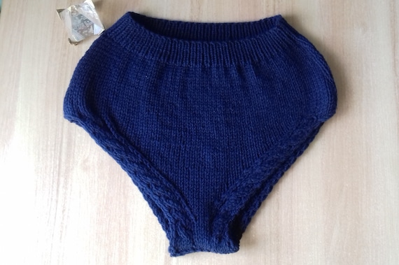 Hand Knit High Waisted Wool Blend Panties, Custom Color Underwear