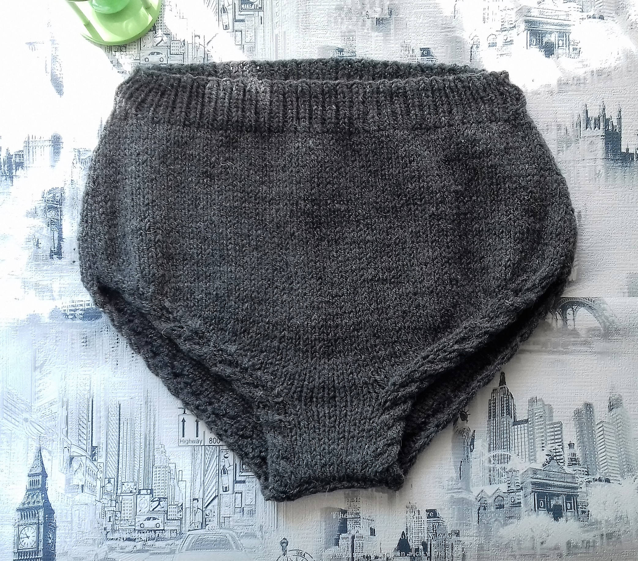 Hand Knit High Waisted Wool Blend Panties, Custom Color Underwear