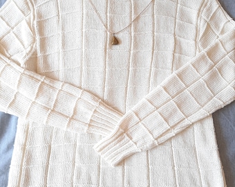 Hand Knit Women's Turtleneck Sweater/ Off Milk Sweater/Handmade Sweater/Turtleneck, Custom Order