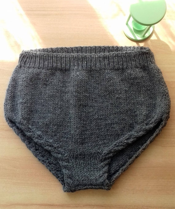 Hand Knit Handmade Underwear/high Waisted Panties, Soft Warm  Blue/gray/navy/custom Color Women's Wool Acrylic Panties, Custom Order 