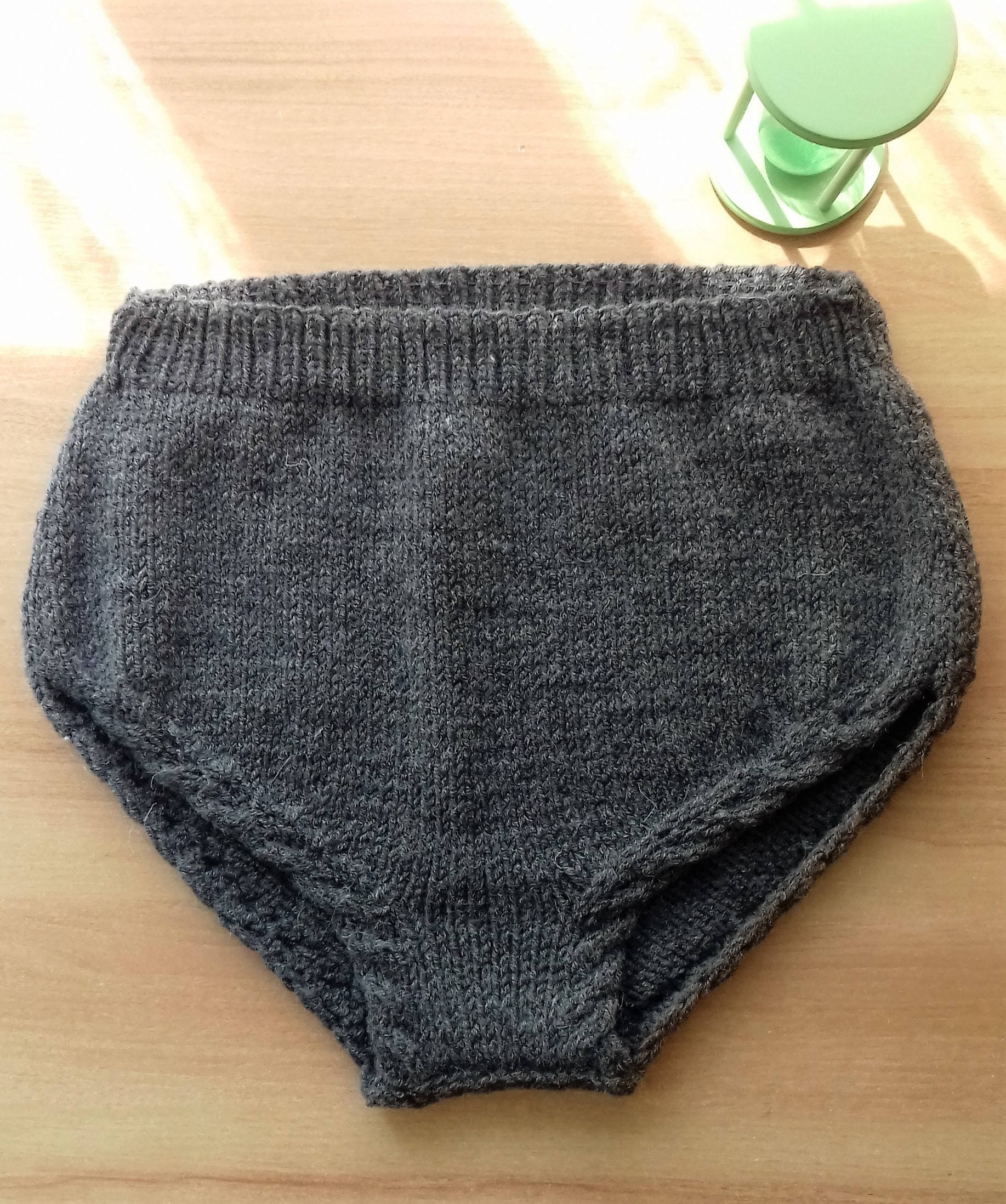 Hand Knit Handmade Underwear/high Waisted Panties, Soft Warm Blue