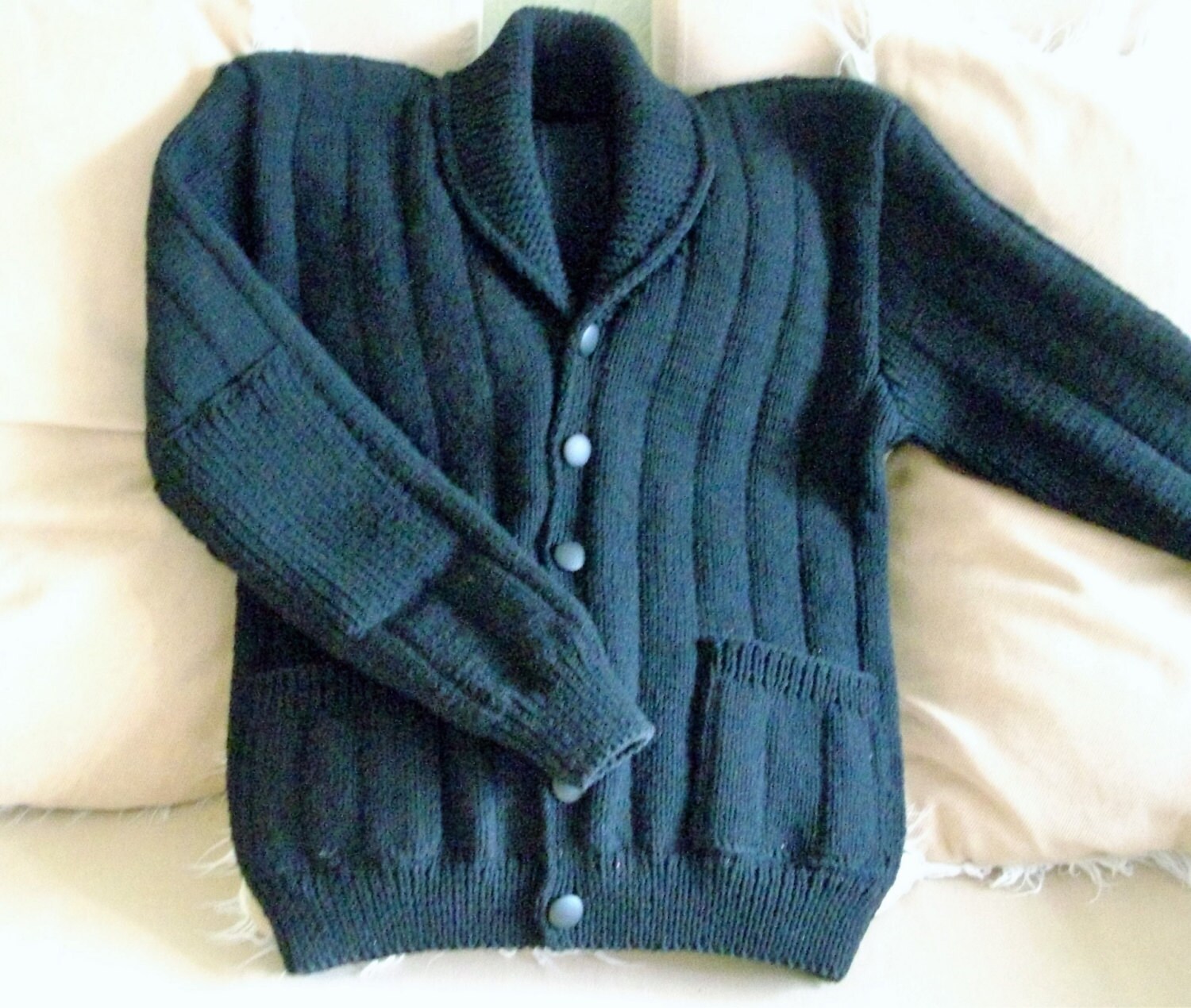 Hand Knit/handmade Warm Wool Blend Shawl Collar Men's - Etsy