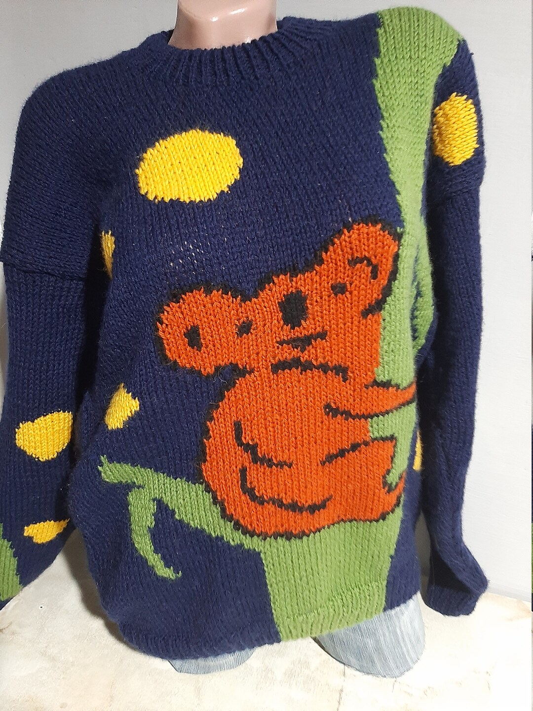 Princess Diana Koala Sweater Replica, Handmade Hand/knit Wool