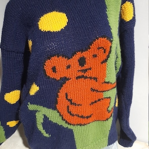 Princess Diana Koala Sweater Replica, Handmade Hand/Knit   Wool Blend Sweater Custom Order