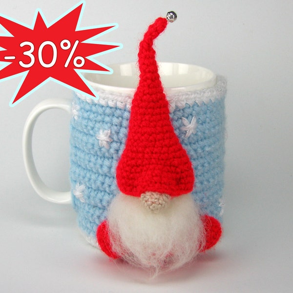 Crochet cup cozy mug cosy crochet Christmas ornament Christmas gift Crochet Santa Crochet dwarf tea mug coffee cup kitchen decor