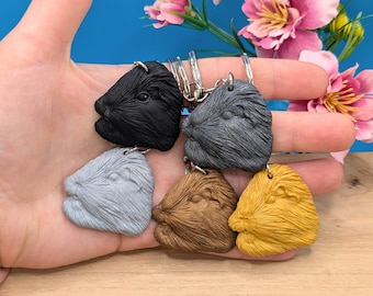 Handmade Polymer Clay Guinea Pig Keychain: Pet Lover Gift