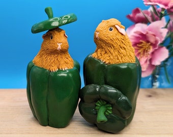 Ginger Guinea Pig Sculpture, Green Pepper Guinea Pig Figurine, Funny Guinea Pig Art, Gift for Pet Lovers