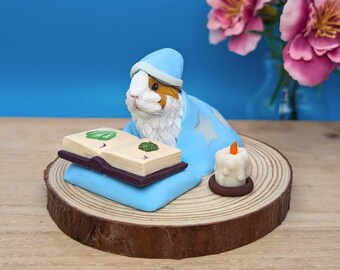 Adorable Reading Guinea Pig Figurine, Perfect Graduation Gift & Home Decor, Unique Guinea Pig Lover Gift , Book lovers Gift