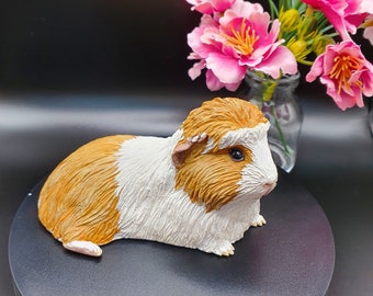 Crested Guinea Pig Sculpture, Light Brown Guinea Pig Figurine, Gift for Guinea Pig Lovers