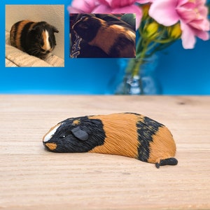Personalised Mini Guinea Pig Figurine, Pet Memorial Gift, Personalised Pet Portrait, Miniature Ornament Sleeping Guinea Pig