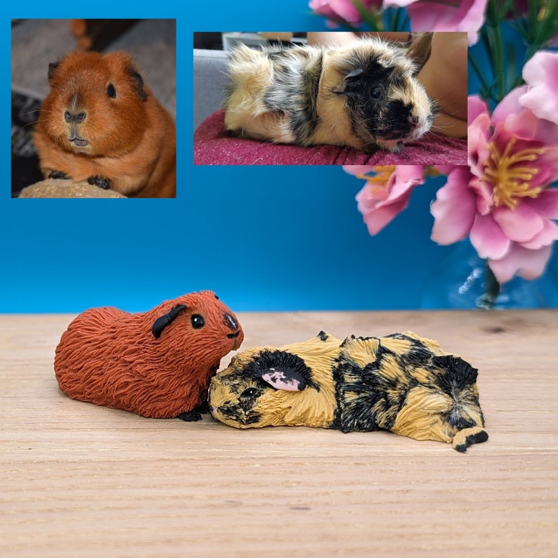 Personalised Mini Guinea Pig Figurine, Pet Memorial Gift, Personalised Pet Portrait, Miniature Ornament Sleeping & Standing