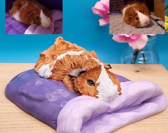 Custom Guinea Pig Sculpture Memorial | Personalized Guinea Pig Figurine Portrait