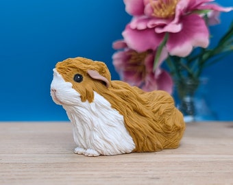 Abyssinian Guinea Pig Figurine, Crazy hair guinea pig, Miniature ornament, Pet memorial gift