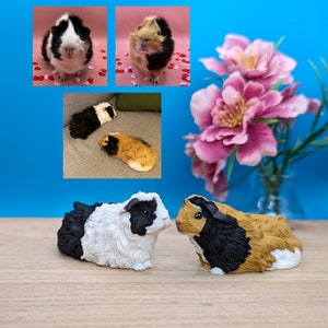 Personalised Mini Guinea Pig Figurine, Pet Memorial Gift, Personalised Pet Portrait, Miniature Ornament 2 x Standing Piggies