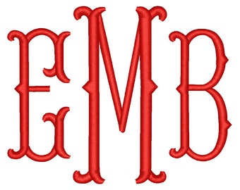 SALE** Fishtail Monogram Embroidery Font 4 Sizes Machine BX Embroidery Fonts Embroidery Monogram Fonts 3 Letter Monogram - Instant Download