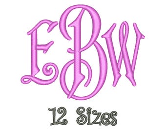 SALE** Carson Monogram Embroidery Font 12 Sizes Machine BX Embroidery Fonts Embroidery Monogram Fonts 3 Letter Monogram - Instant Download