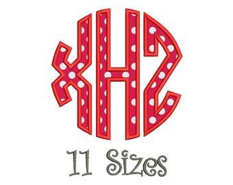 SALE** Circle Monogram Applique Embroidery Font 11 Sizes Machine BX Embroidery Fonts Embroidery Monogram Fonts 3 Letter Monogram