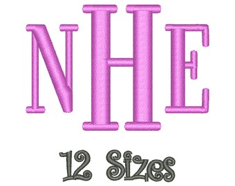 SALE** Roman Monogram Embroidery Font 12 Sizes Machine BX Embroidery Fonts Embroidery Monogram Fonts 3 Letter Monogram - Instant Download