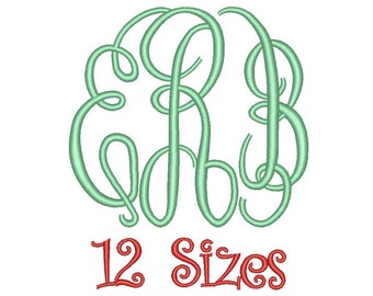 SALE** Master Circle Monogram Embroidery Font 12 Sizes Machine BX Embroidery Fonts Embroidery Monogram Fonts 3 Letter Monogram