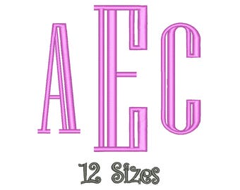 SALE** Engraved Monogram Embroidery Font 12 Sizes Machine BX Embroidery Fonts Embroidery Monogram Fonts 3 Letter Monogram - Instant Download
