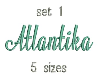 SALE** Set 1 Atlantika Embroidery Font 5 Sizes Machine BX Embroidery Fonts Alphabets Embroidery Designs PES - Instant Download