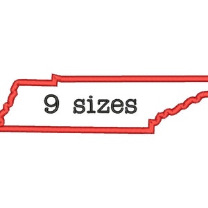 Verkauf ** 9 Größen Tennessee Zustand Applikation Stickerei Maschine Stickerei Designs Stickerei USA Zustand Umriss Design - sofortiger Download