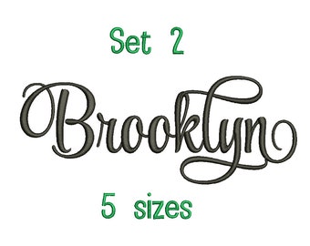 SALE** Set 2 Brooklyn Embroidery Font 5 Sizes Machine BX Embroidery Fonts Alphabets Embroidery Designs PES - Instant Download