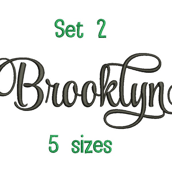 VENTEMD Set 2 Brooklyn Embroidery Font 5 Tailles Machine BX Embroidery Fonts Alphabets Embroidery Designs PES - Téléchargement instantané