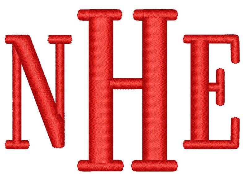 May include: Red embroidered letters spelling out the word "NHE".