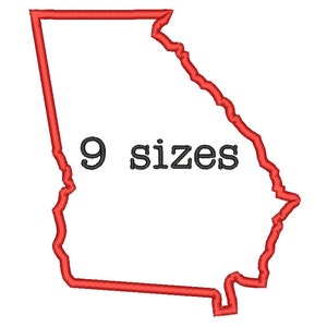 Verkauf ** 9 Größen Georgia State Applikation Stickerei Maschine Stickerei Designs Stickerei USA Zustand Umriss Design - sofortiger Download