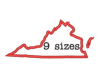 Sprzedaż * * 9 rozmiarów Virginia State aplikacja hafty maszyny hafty wzory hafty USA Państwa zarys projektu-Instant Download