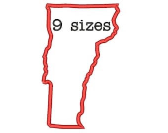 SALE** 9 Sizes Vermont State Appliqué Embroidery Machine Embroidery Designs Embroidery USA State Outline Design - Instant Download