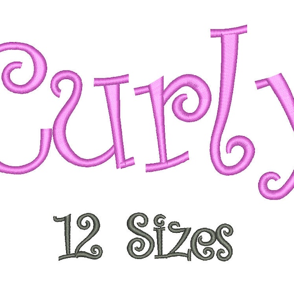 SALE** Curly Embroidery Font 12 Sizes Machine BX Embroidery Fonts Alphabets Embroidery Designs PES - Instant Download