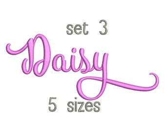 SALE** Set 3 Daisy Embroidery Font 5 Sizes Machine BX Embroidery Fonts Alphabets Embroidery Designs PES - Instant Download