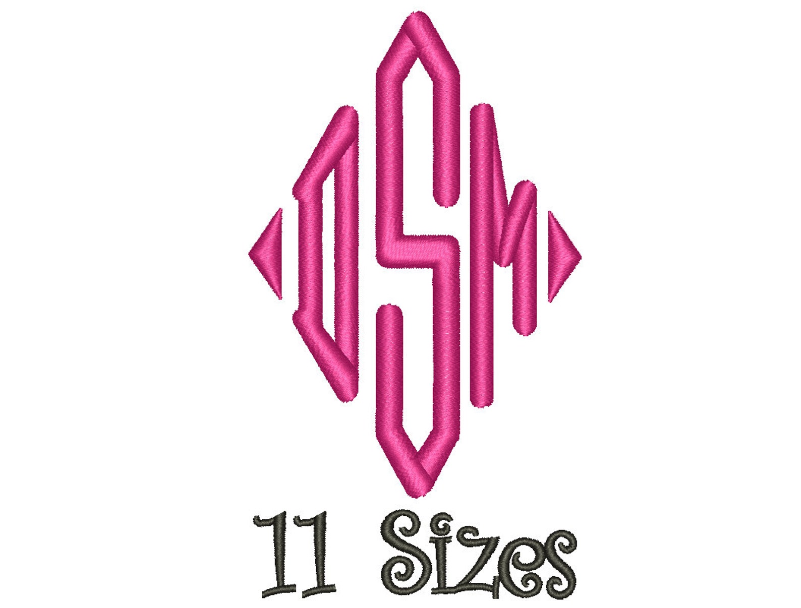 SALE Diamond Monogram Embroidery Font 11 Sizes Machine BX Etsy