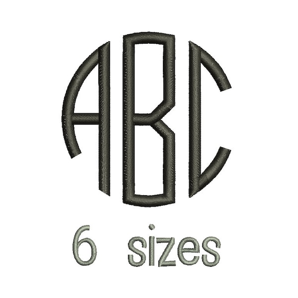 SALE** Slim Circle Monogram Embroidery Font 6 Sizes Machine BX Embroidery Fonts Embroidery Monogram Fonts 3 Letter Monogram