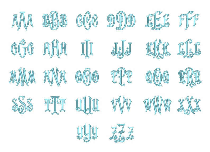 SALE Carson Monogram Embroidery Font 4 Sizes Machine BX Embroidery Fonts Embroidery Monogram Fonts 3 Letter Monogram Instant Download image 2