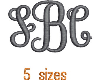 SALE** Simple Monogram Embroidery Font 5 Sizes Machine BX Embroidery Fonts Embroidery Monogram Fonts 3 Letter Monogram