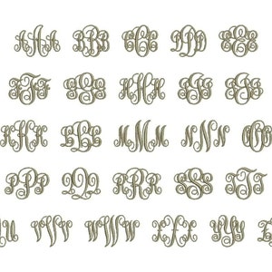 Interlocking Monogram Embroidery Font 4 Sizes Machine BX Embroidery ...