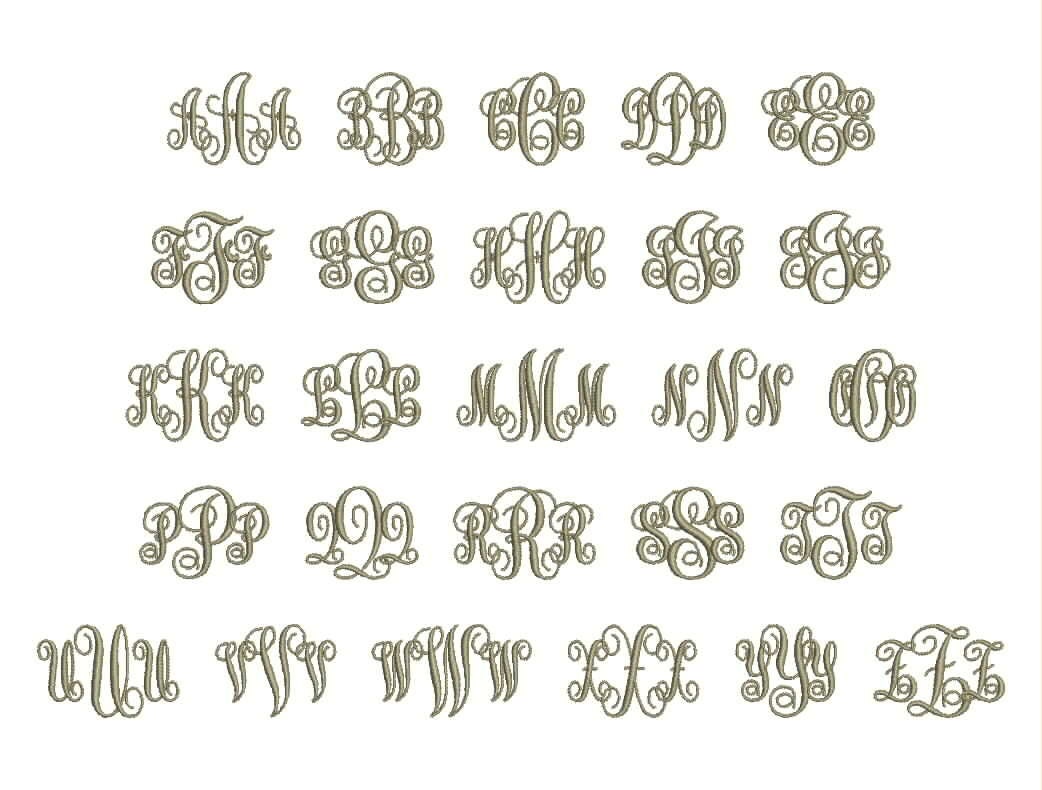 Interlocking Monogram Embroidery Font 4 Sizes Machine BX | Etsy