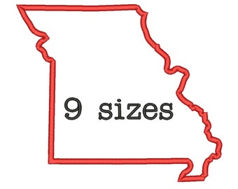 SALE** 9 Sizes Missouri State Appliqué Embroidery Machine Embroidery Designs Embroidery USA State Outline Design - Instant Download