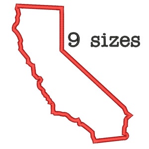Verkauf ** 9 Größen California State Applikation Stickerei Maschine Stickerei Designs Stickerei USA Zustand Umriss Design - sofortiger Download