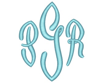 SALE** Scroll Monogram Embroidery Font 3 Sizes Machine BX Embroidery Fonts Embroidery Monogram Fonts 3 Letter Monogram - Instant Download