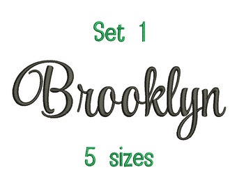 SALE** Set 1 Brooklyn Embroidery Font 5 Sizes Machine BX Embroidery Fonts Alphabets Embroidery Designs PES - Instant Download