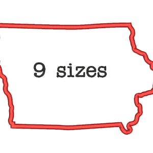 SALE** 9 Sizes Iowa State Appliqué Embroidery Machine Embroidery Designs Embroidery USA State Outline Design - Instant Download