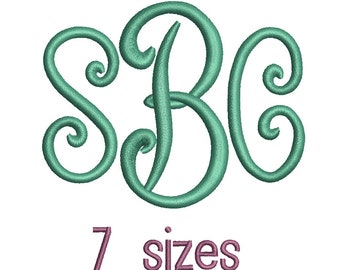 SALE** Pillow Monogram Embroidery Font 7 Sizes Machine BX Embroidery Fonts Embroidery Monogram Fonts 3 Letter Monogram